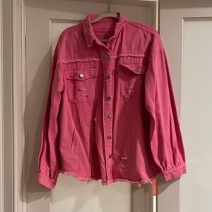 Distressed Denim Jacket- Size XL